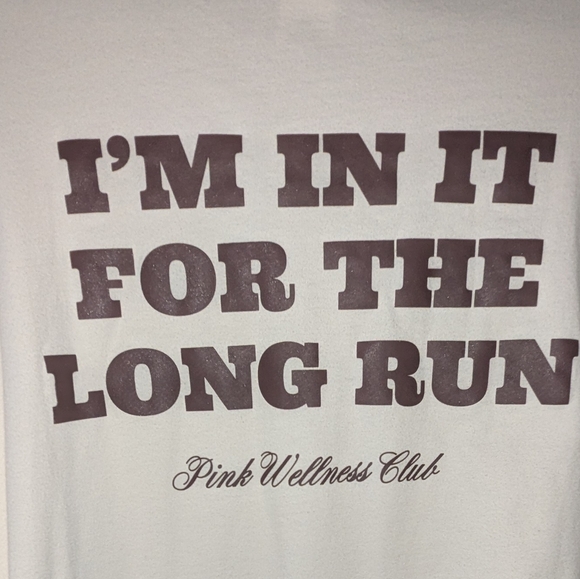PINK BY VICTORIA'S SECRET T SHIRT LOGO I'M IN IT FOR THE LONG RUN WOMEN'S SZ XL - Picture 4 of 6